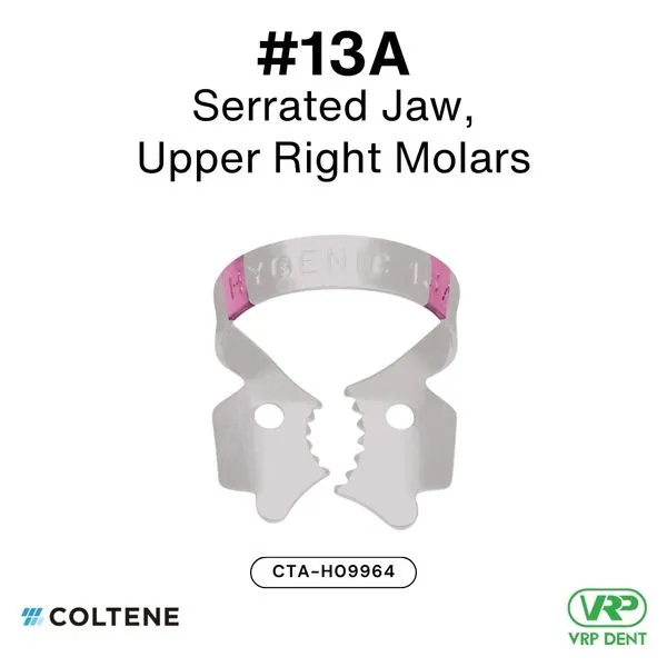 Coltene HySolate Dental Dam Clamps Fiesta WINGED, Matte, Color Coded  #13A
