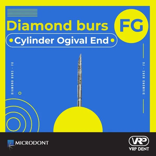 Microdont Diamond burs - FG Cylinder Ogival End 1 pc. 