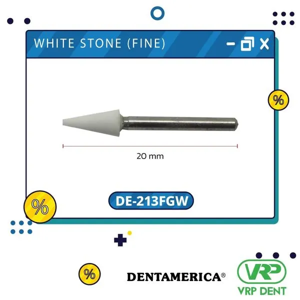 Dentamerica White stone (fine) finishing burs Cone กรอเร็ว 12pcs