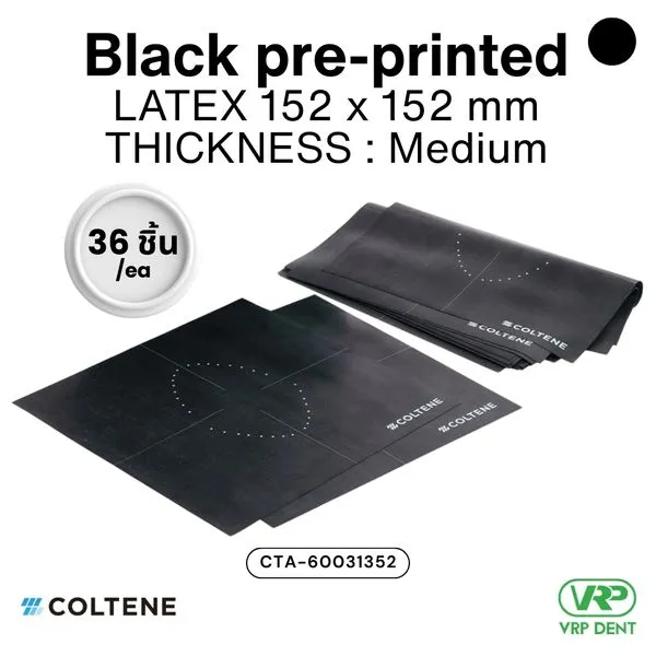 Coltene HySolate Dental Dam Sheets Black pre-printed latex 152x152 mm