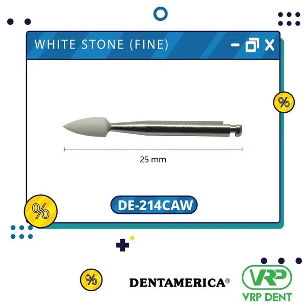 Dentamerica White stone (fine) finishing burs  Flame กรอช้า 12pcs