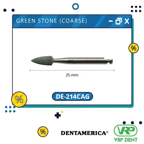 Dentamerica Green stone (coarse) finishing burs Flame กรอช้า 12pcs