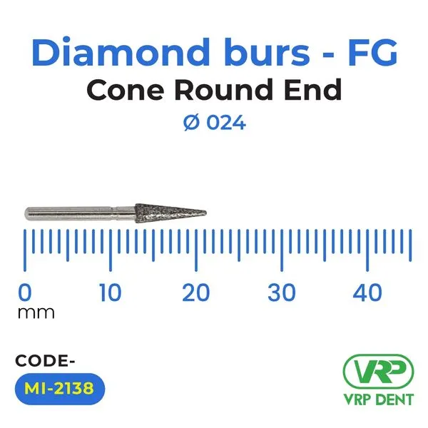 Microdont Diamond burs - FG Cone Round End 1 pc. 024