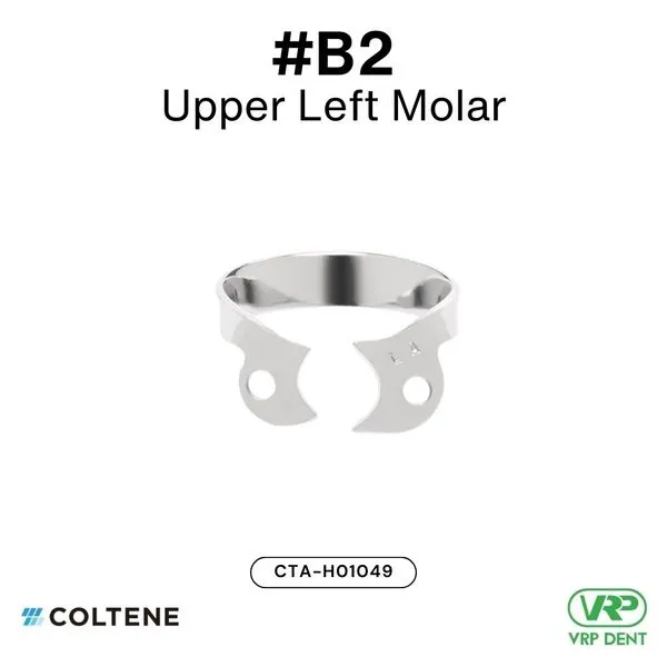 Coltene HySolate Dental Dam Clamps WINGLESS Gloss Brinker #B2 Upper left molar