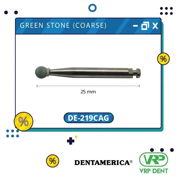 Dentamerica Green stone (coarse) finishing burs Round กรอช้า 12pcs