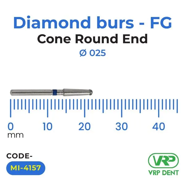 Microdont Diamond burs - FG Cone Round End 1 pc. 025