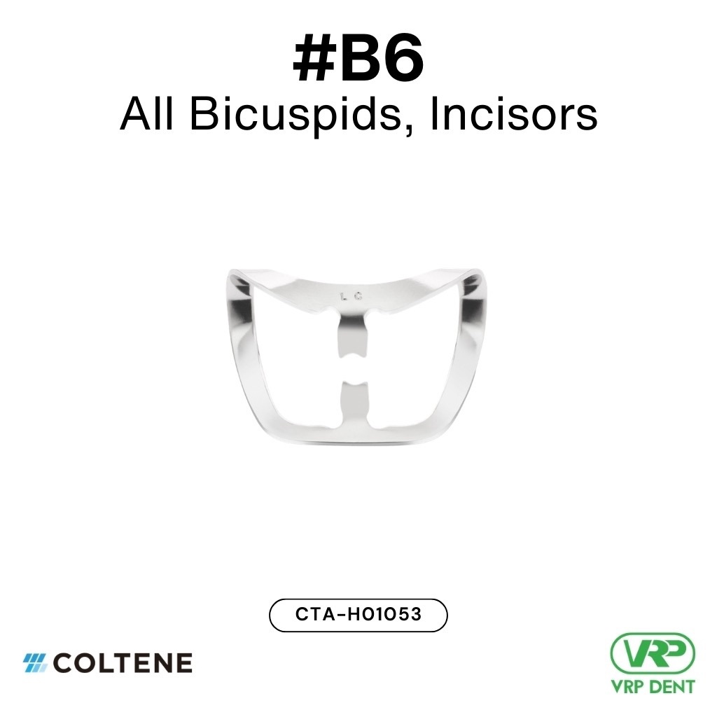 Coltene HySolate Dental Dam Clamps WINGLESS Gloss Brinker #B6 All bicuspides, incisors