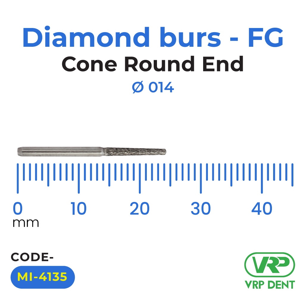 Microdont Diamond burs - FG Cone Round End 1 pc. 014