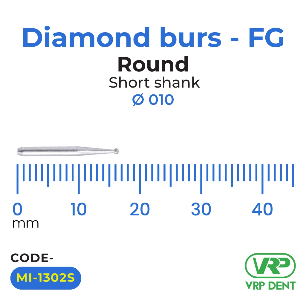 Microdont Diamond burs - FG Round Short Shank 1 pc. 010
