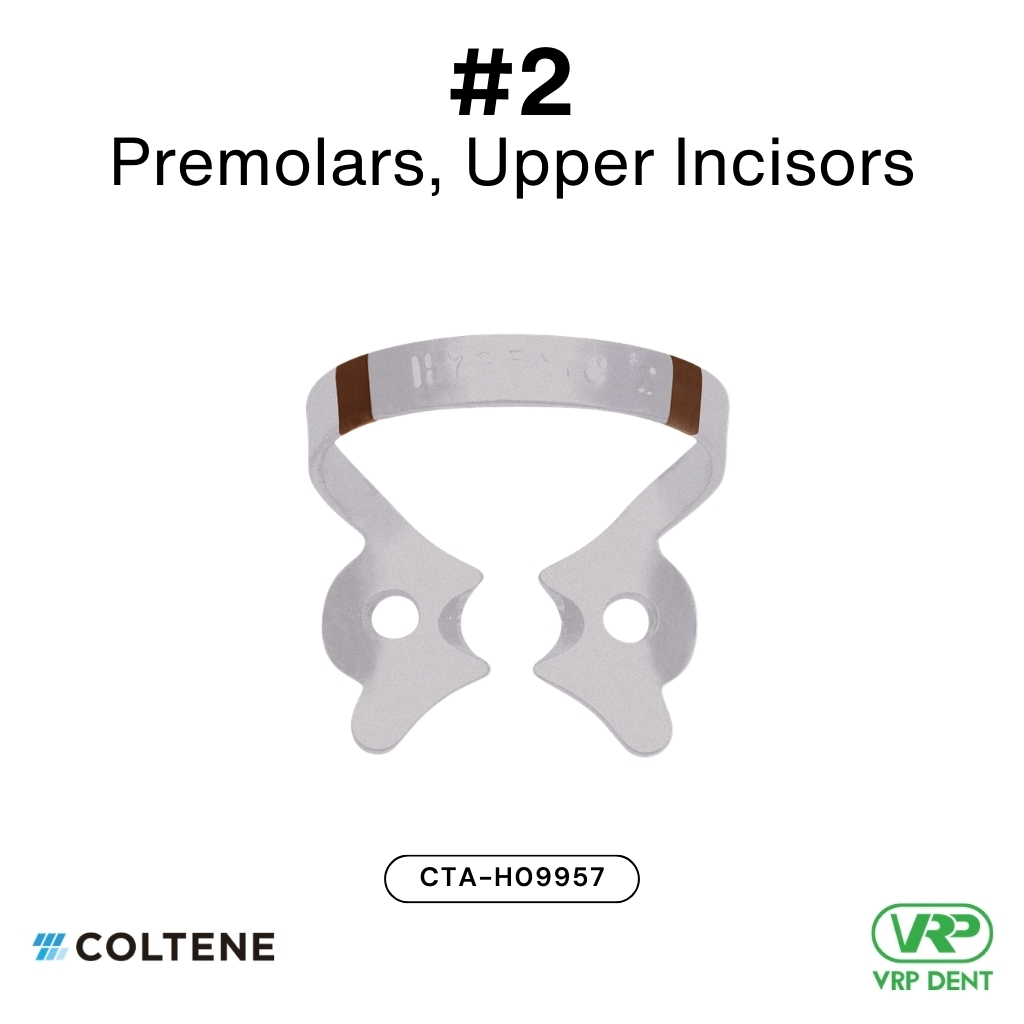Coltene HySolate Dental Dam Clamps Fiesta WINGED, Matte, Color Coded  #2