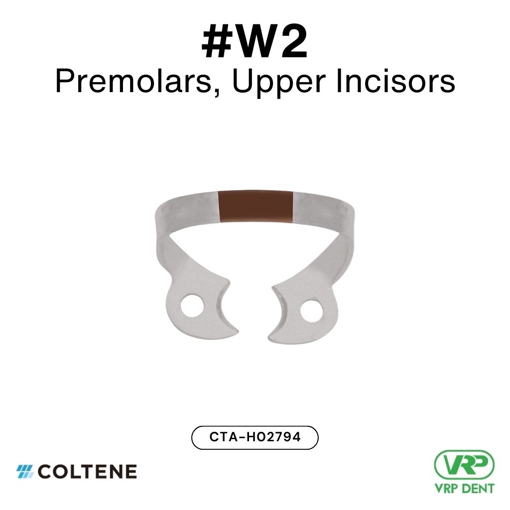 Coltene HySolate Dental Dam Clamps Fiesta WINGLESS, Matte, Color Coded #W2 