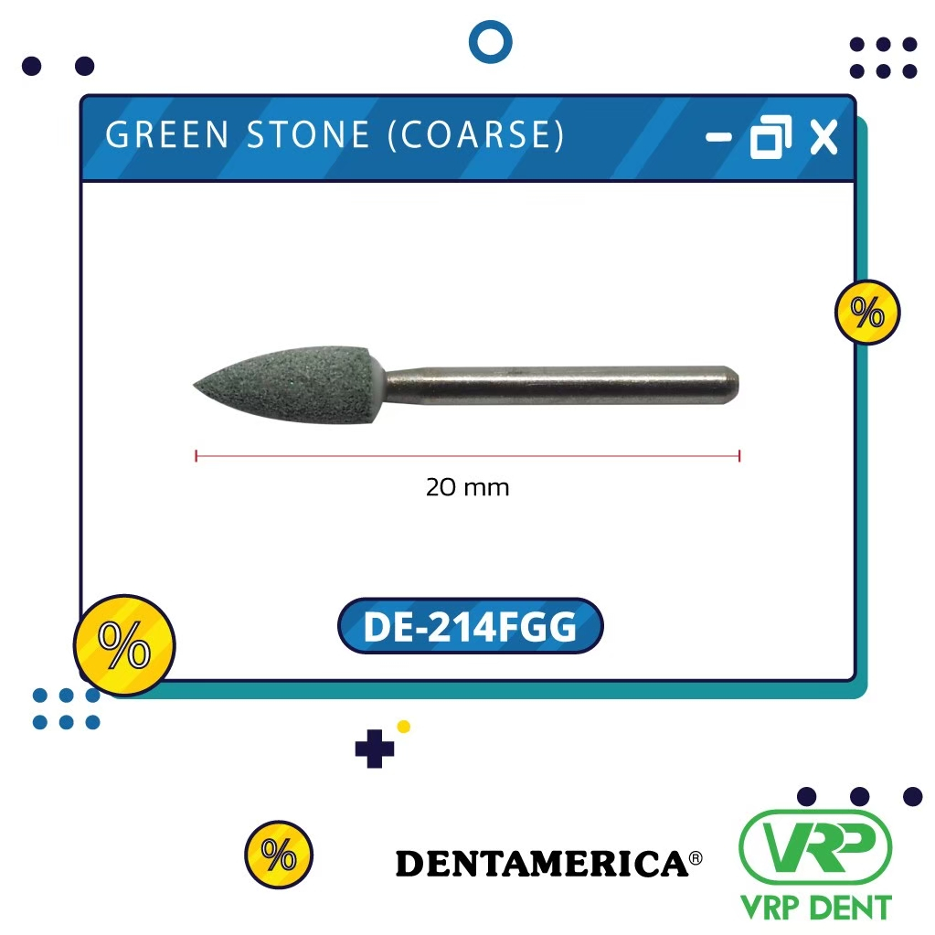 Dentamerica Green stone (coarse) finishing burs  Flame กรอเร็ว 12pcs