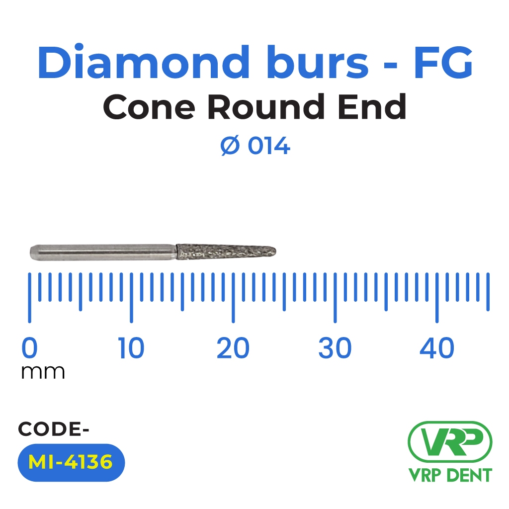 Microdont Diamond burs - FG Cone Round End 1 pc.  014