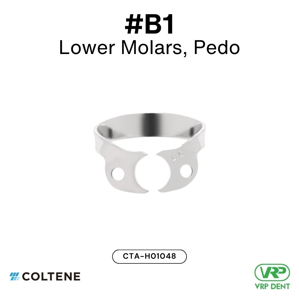 Coltene HySolate Dental Dam Clamps WINGLESS Gloss Brinker #B1 Lower molars, pedo