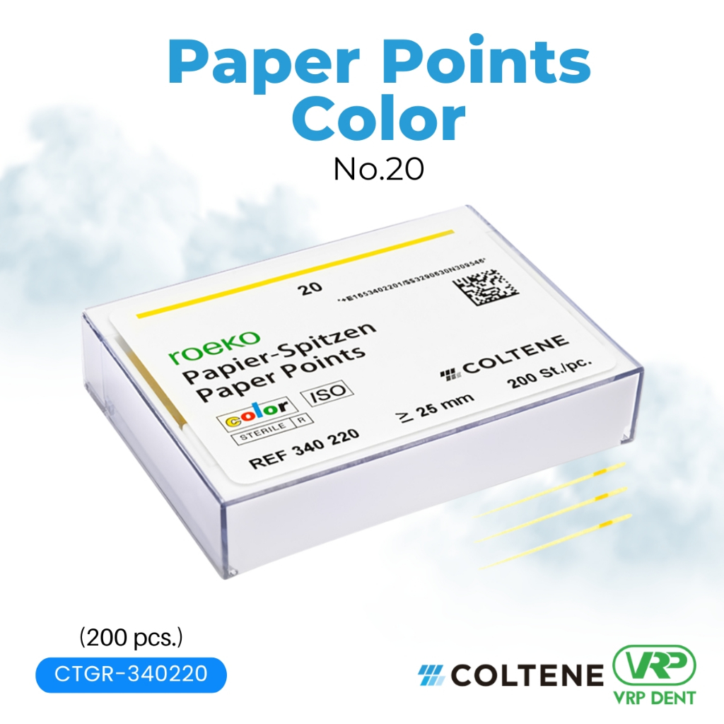 Coltene Paper Points Colour [เปลี่ยนสีเมื่อโดนน้ำ] ROEKO no.20