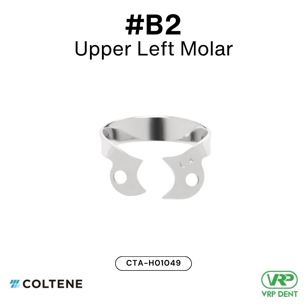 Coltene HySolate Dental Dam Clamps WINGLESS Gloss Brinker #B2 Upper left molar