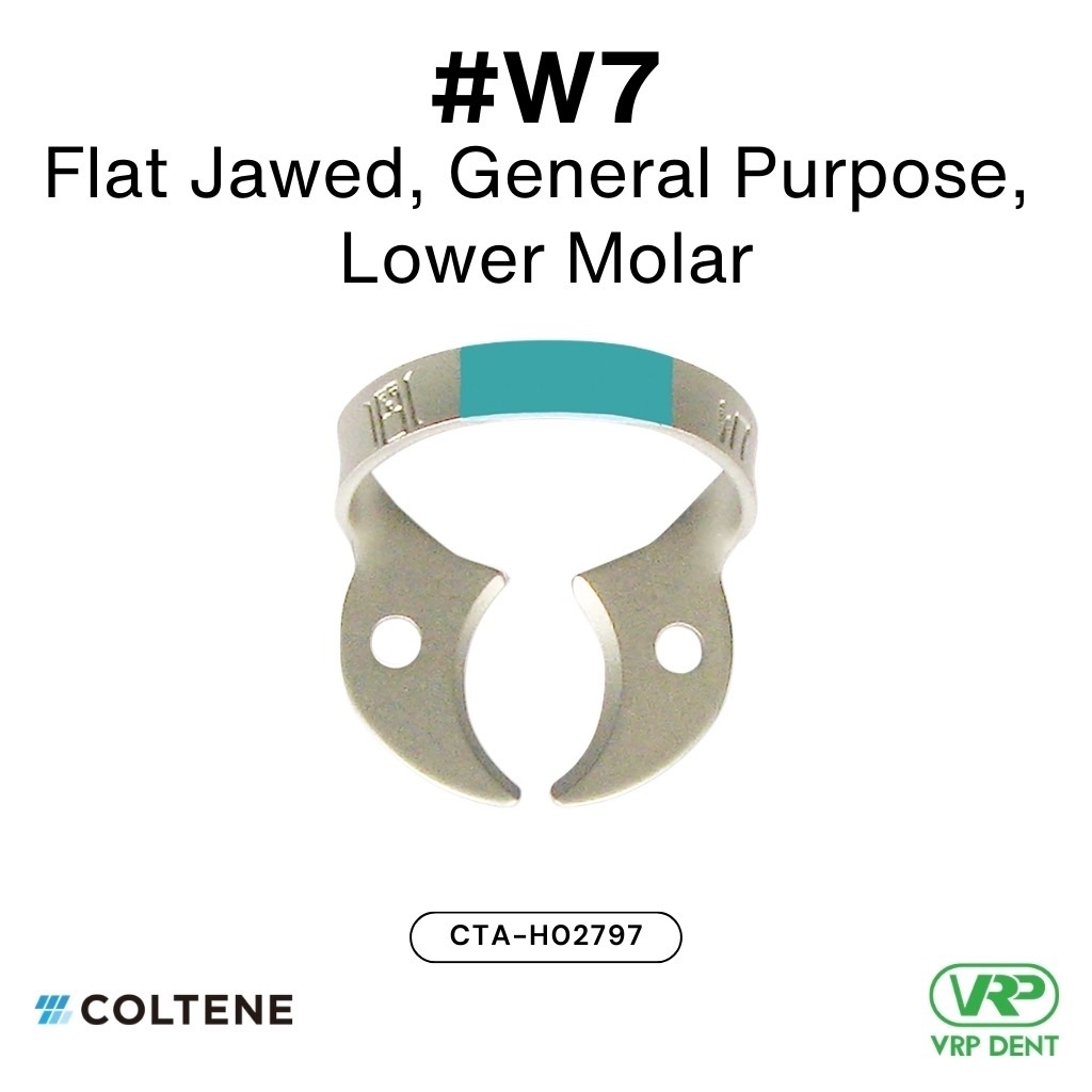 Coltene HySolate Dental Dam Clamps Fiesta WINGLESS, Matte, Color Coded #W7