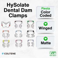 Coltene HySolate Dental Dam Clamps Fiesta WINGED, Matte, Color Coded  #8A-1